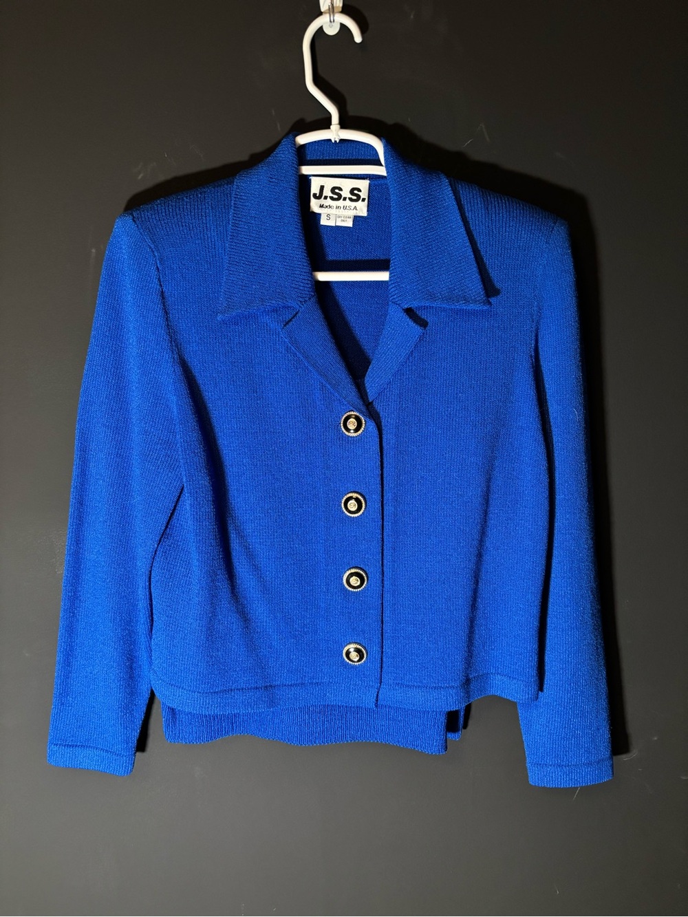 JSS Royal Blue Knit Button-Front Blazer Jacket-Small